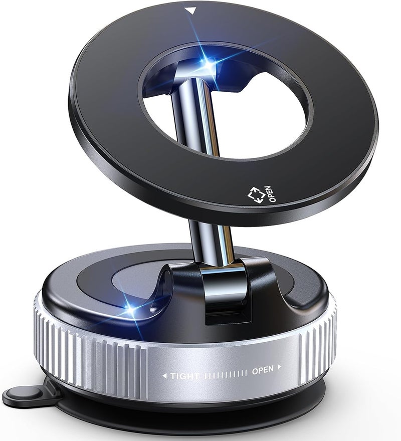 Jononser Magnetic Suction Cup Phone Mount for Magsafe, 360° Adjustable Magnetic Car Phone Holder, Pocket Size Foldable Car Mount, Phone Holders for Your Car for iPhone 17 16 15 14 13 12 Series,Silver - Image 1